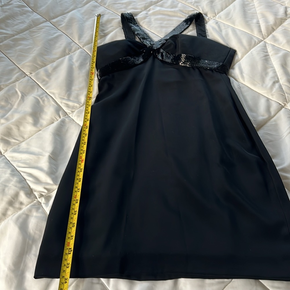 Vintage Cache Black Sheath Cocktail Mini Dress V Neck ThickStraps Beading Size 4 - Picture 12 of 17